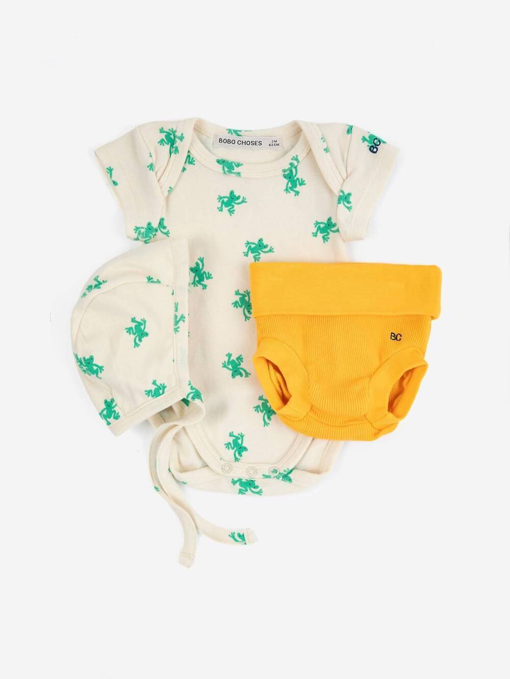 NEW BOBO CHOSES kid's hopping frog all over baby gift set in white